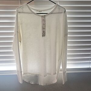 Billabong White Long Sleeve Henley Shirt